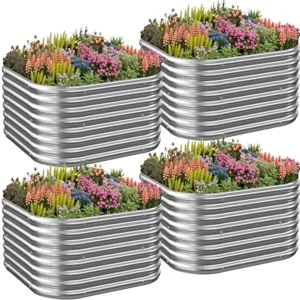 4 Pack 2x2FT Galvanized Steel Raised Beds