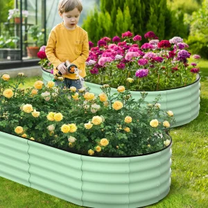 2-Pack Oval Galvanized Steel Raised Garden